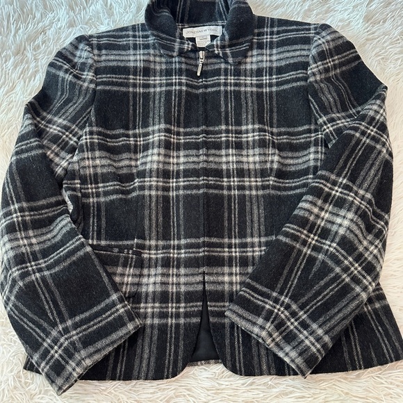 Jones New York Black Plaid Wool Blend Zip Jacket – Size 6 - Picture 7 of 16